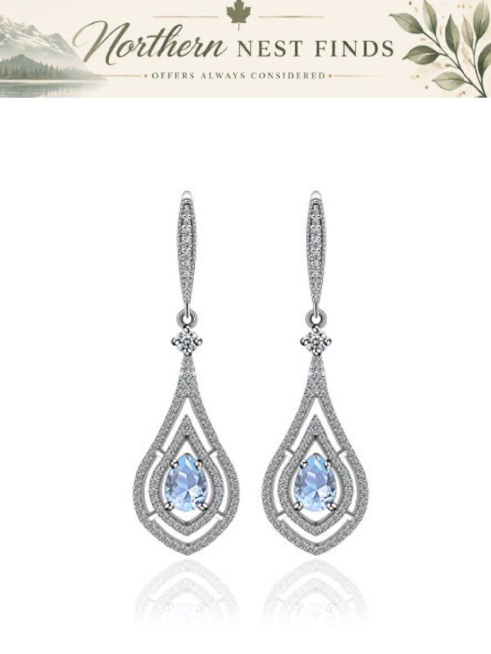 Teardrop Dangle Earrings 14k Yellow Gold Plated Sterling Silver CZ